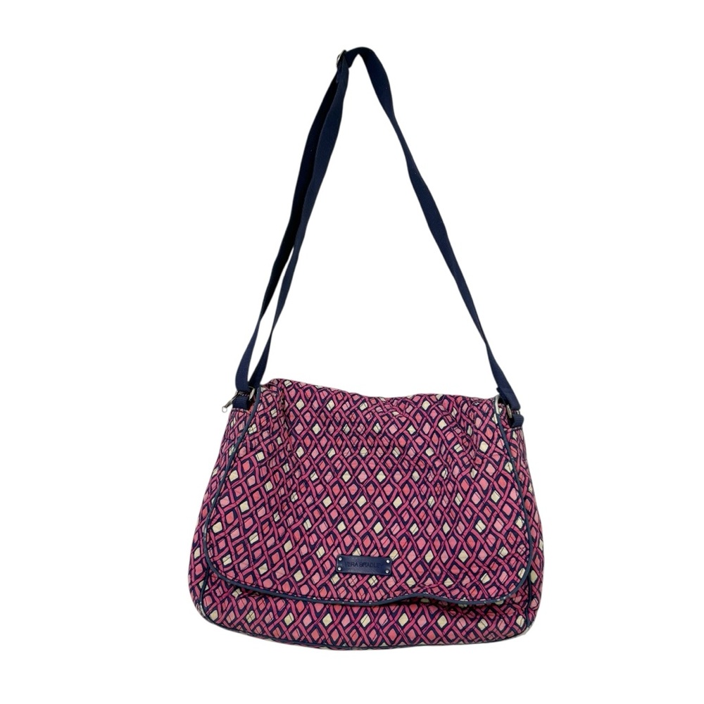 Vera Bradley Katalina Pink Diamonds Messenger Laptop Bag Travel Preppy‎
